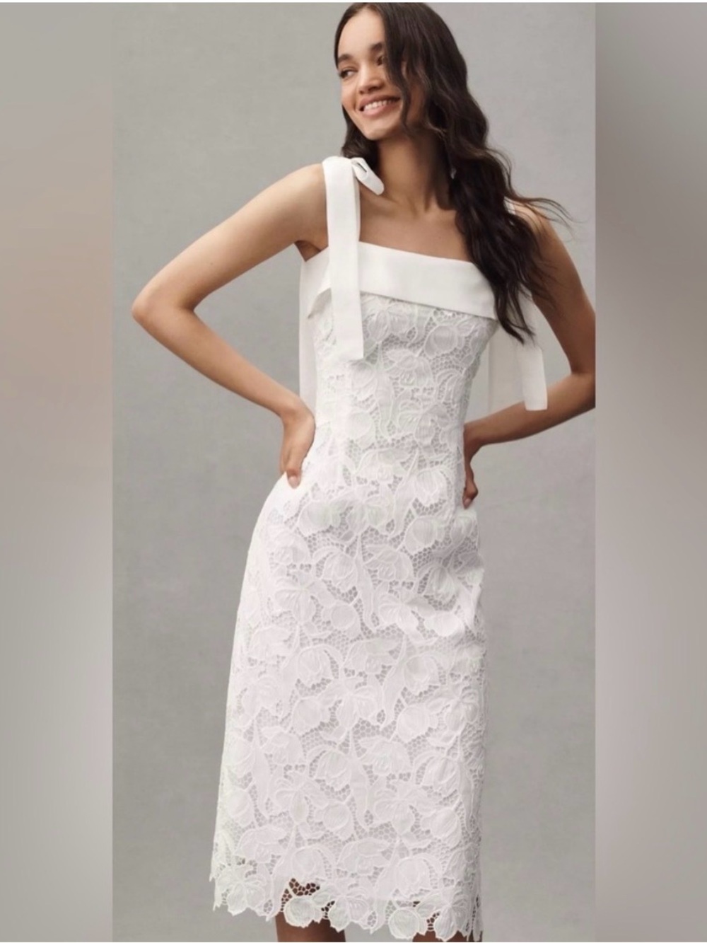English Factory BOW SLEEVELESS LACE MIDI DRESS